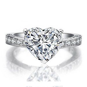 ⚡ Sweet Crystal Clear CZ Heart Lovely Diamonds Heart Rings for Women, PD693